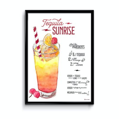 Poster di cocktail all'alba di tequila