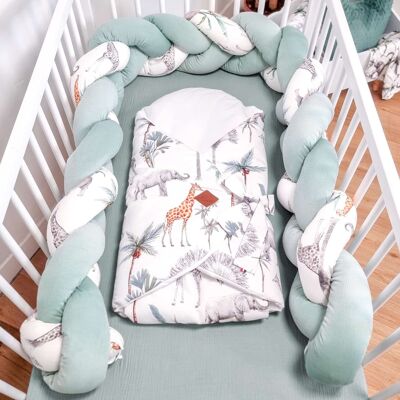 Scalable cotton swaddle sleeping bag, Safari, made in France