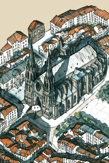 Affiche Cathédrale de Clermont-Ferrand Beige 3