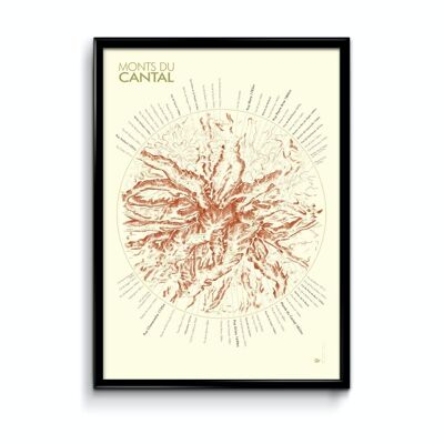 Affiche Carte des Monts du Cantal