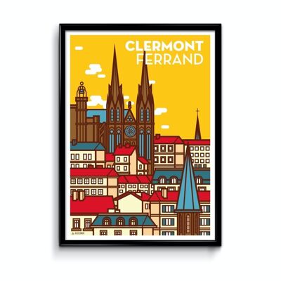 Cartel amarillo de la catedral de Clermont-Ferrand