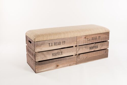 Natural-stripe-tweed-storage-bench