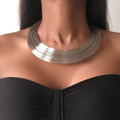 ABU GODDESS Silver Statement Choker Necklace