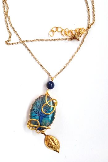 Pendentif Talisman Hêtre de Ponthus & perle de lapis lazuli.