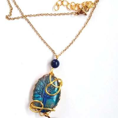 Pendentif Talisman Hêtre de Ponthus & perle de lapis lazuli.