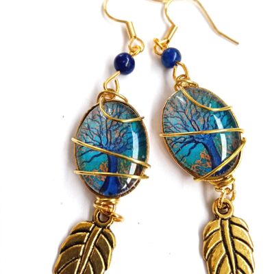 Earrings Talisman Beech of Ponthus & lapis lazuli beads.