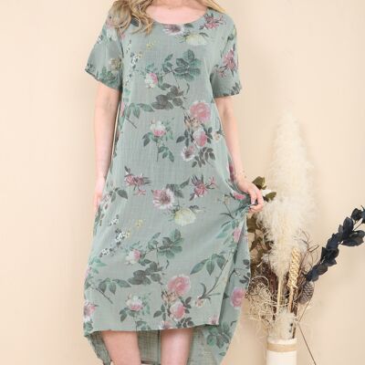 Breathable cotton floral dress