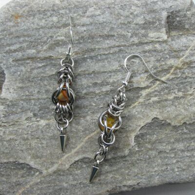 Amber Dangle Capture Earrings with Spike