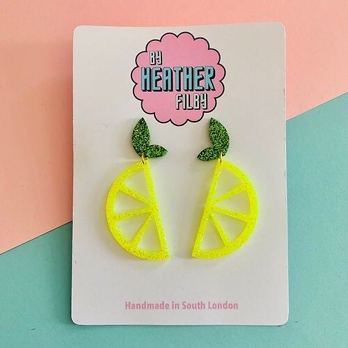 Lemon Slice Glitter Earrings
