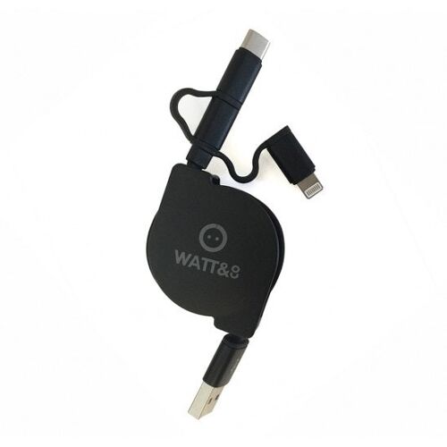 Câble 3en1 rétractable USB Lightning