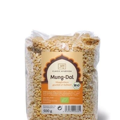 Mung-Dal, Mungbohnen (geschält und halbiert), bio-500 g