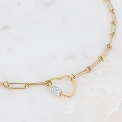 Collier Nix Heart doré et strass blanc