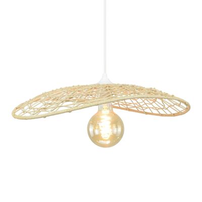 Suspension in natural rattan and white metal Luzo Small Model