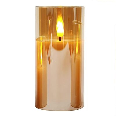 Led kaars in goud glas 17 cm