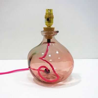 24cm Simplicity Recycled Glass Lamp Pink