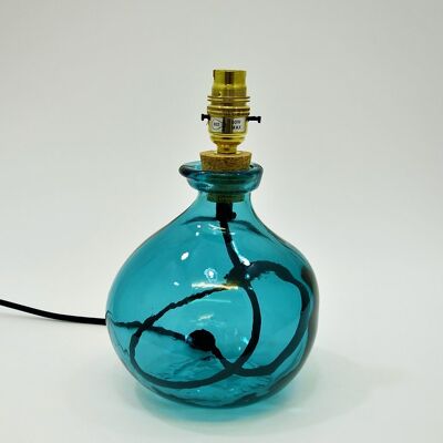 24cm Simplicity Recycled Glass Lamp Ocean Blue