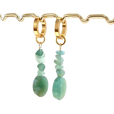 Boucles d'oreilles Aventurine verte/Quartz Océan