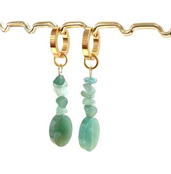 Boucles d'oreilles Aventurine verte/Quartz Océan 1