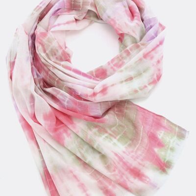Scarf 100% organic cotton / batik - pink/multicolored