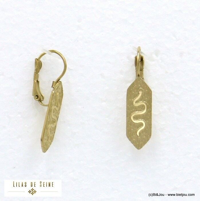 Orecchini dormiente in acciaio serpente inciso 0322078