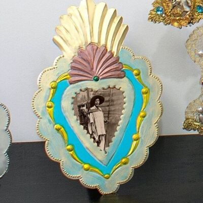 Antigua heart frame - Old turquoise