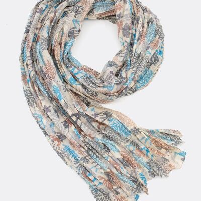 Foulard en soie / Coral Reef - gris / bleu azur