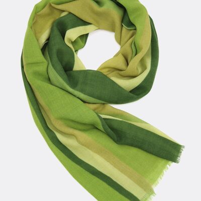 Wool scarf / Color Lines - shades of green
