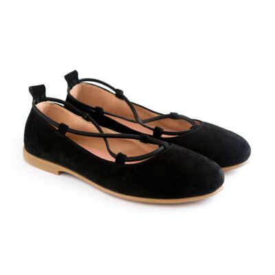 Ballerina with crossed rubber bands Black