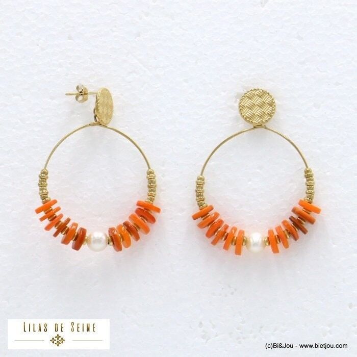 Orecchini da spiaggia in acciaio madreperla surfer 0322091