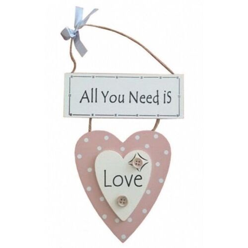 Hanging wooden heart with the phrase ALL YOU NEED IS LOVE 13.5x6.5cm
