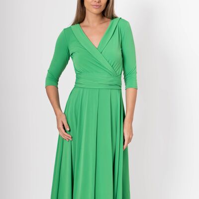 Green lapel midi dress