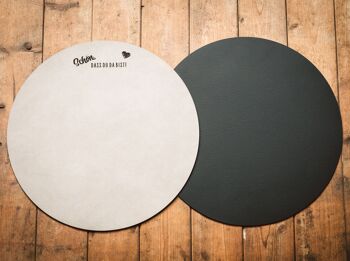Duo de sets de table ronds personnalisés en cuir recyclé 1/0 3