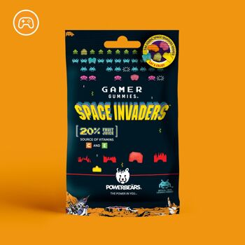 Space Invaders™ Gummies 20 % de jus de fruits, 6 saveurs fruitées (12x50g) 2
