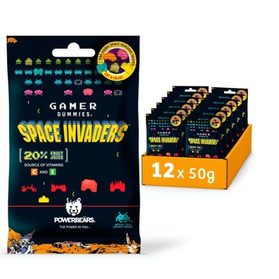 Space Invaders™ Gummies 20 % de jus de fruits, 6 saveurs fruitées (12x50g)
