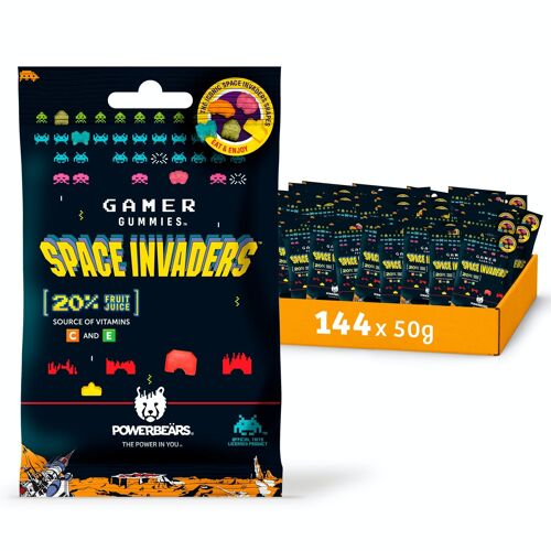 Space Invaders™Gummies 20% Fruit Juice, 6 Fruity Flavors (144x50g)