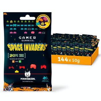 Space Invaders™ Gummies 20% jus de fruits, 6 saveurs fruitées (144x50g) 1