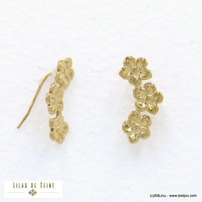 Spille per orecchie in acciaio inox fiore minimo 0322098