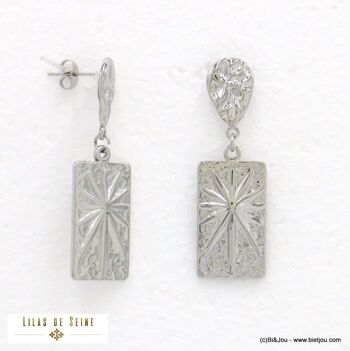 Boucles d'oreille acier inox étoile martelée antique 0322103 2