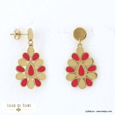 Pendientes acero inoxidable gotas esmalte 0322104