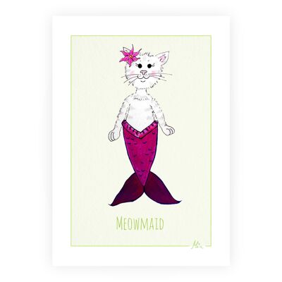 Miniprint/carte postale/carte "Meowmaid" - A6