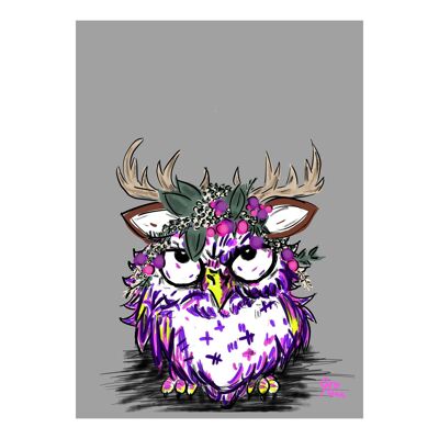 Miniprint/postcard/card "Owl Deer" - A6