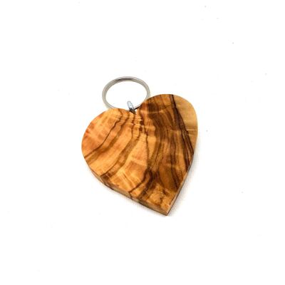 20x porte-clés coeur plat en bois d'olivier
