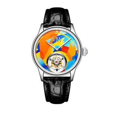 Michel Wagner - Color Art Tourbillon Mechanische Luxe Horloge Krokodil Lederen Band