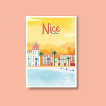 Affiche ville de Nice, format A4, édition limitée 1