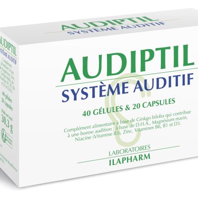 Audiptil - Hearing and tinnitus - 40 capsules and 20 caps