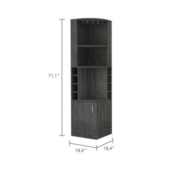 Armoire de bar d'angle Syrah, avec porte-verres à pied 180,6 cm l x 46,9 cm l x 46,9 cm p Chêne gris 3