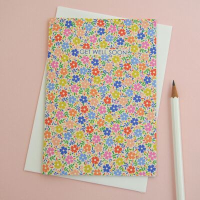Get Well Soon Floral Greetings Card