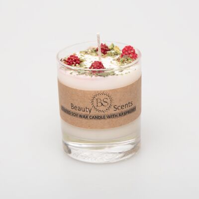 Small Candles with Raspberry in glass container