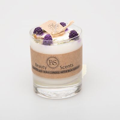 Velas Pequeñas con Mora en recipiente de cristal