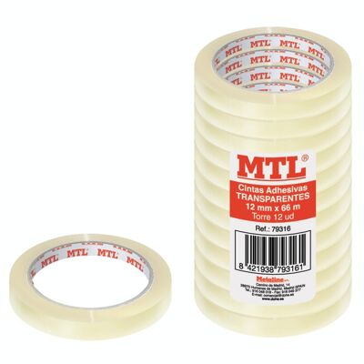 Pack of adhesive tape, 19 mm x 66 m (12 pcs.)